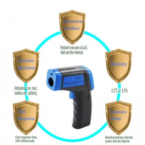Termômetro infravermelho personalizado do preto azul teste de 600 graus para industrial
