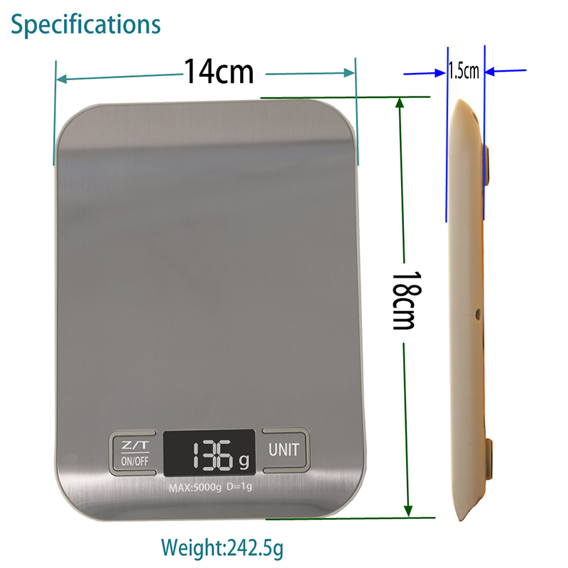Pesagem postal eletrônica do peso de equilíbrio da dieta da comida da escala da cozinha do diodo emissor de luz de Digitas