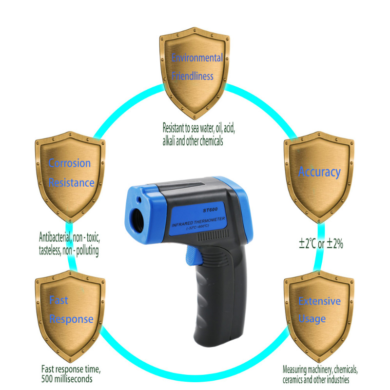 Tempo Handheld da garantia da arma infravermelha alta do termômetro do laser de Digitas do contato da calibração 1 ano